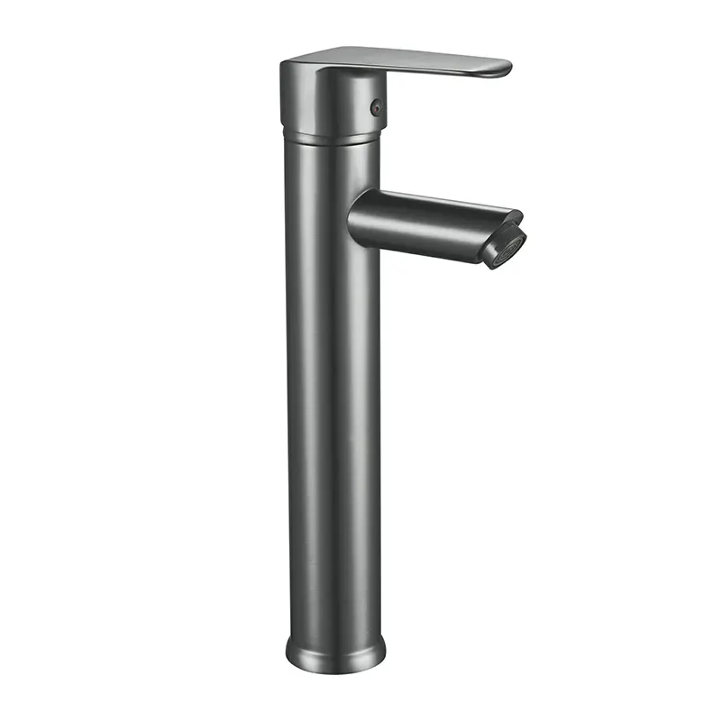 Gunmetal gray high-arch faucet
